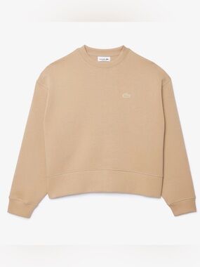 Lacoste Women Beige Oversized Fit Sweat-Shirt Size 2/34